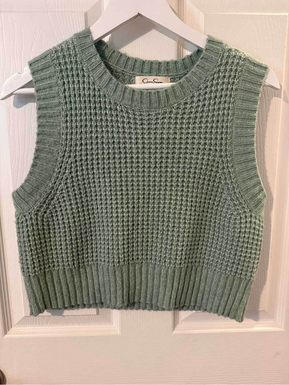 Jessica Simpson Sage Green Fall Waffle Knit Sweater Vest! Size: Large!